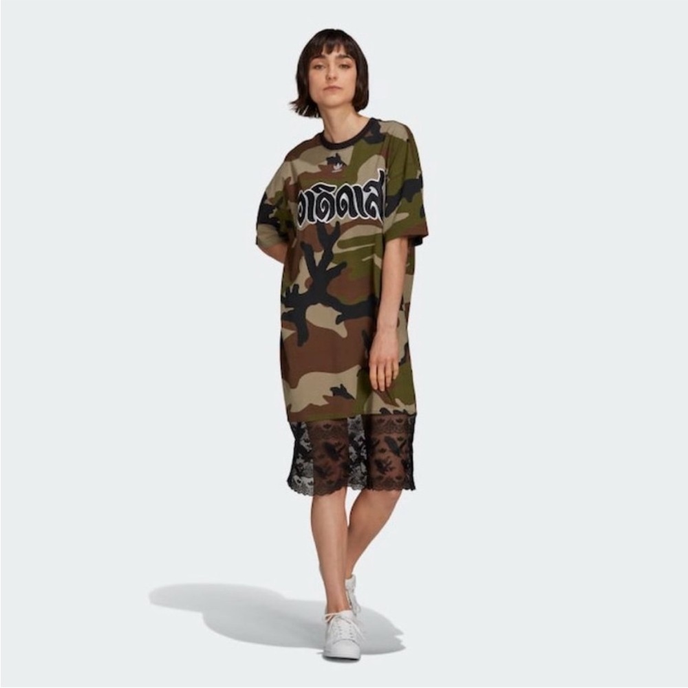 NWT Adidas X Dry Clean Only Bangkok Oversized Shirt Camo Dress Size XS